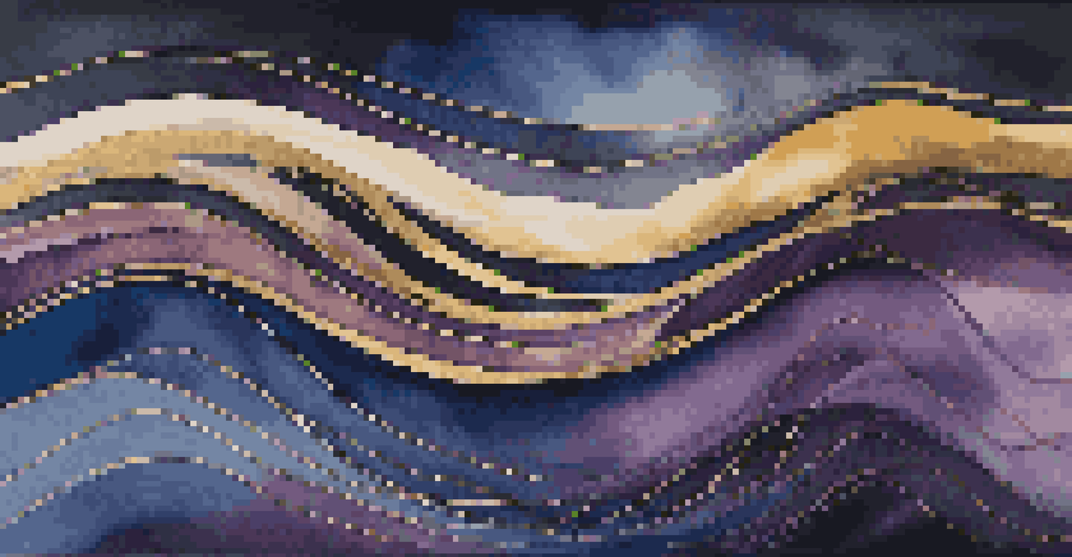Colorful abstract sound waves flowing in rhythmic patterns against a dark background.