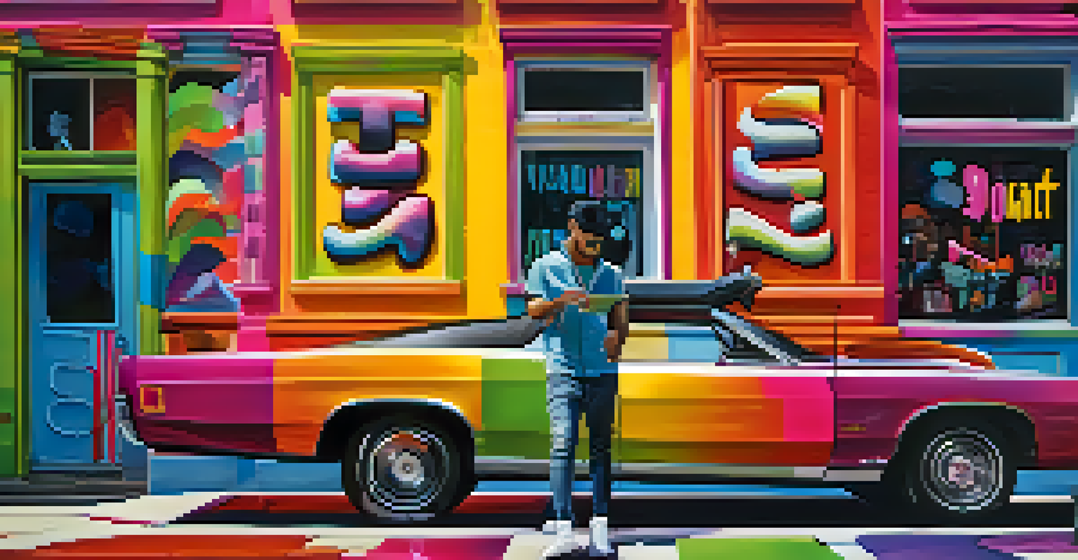 A colorful social media post promoting a music artist, showcasing album cover and engagement metrics.