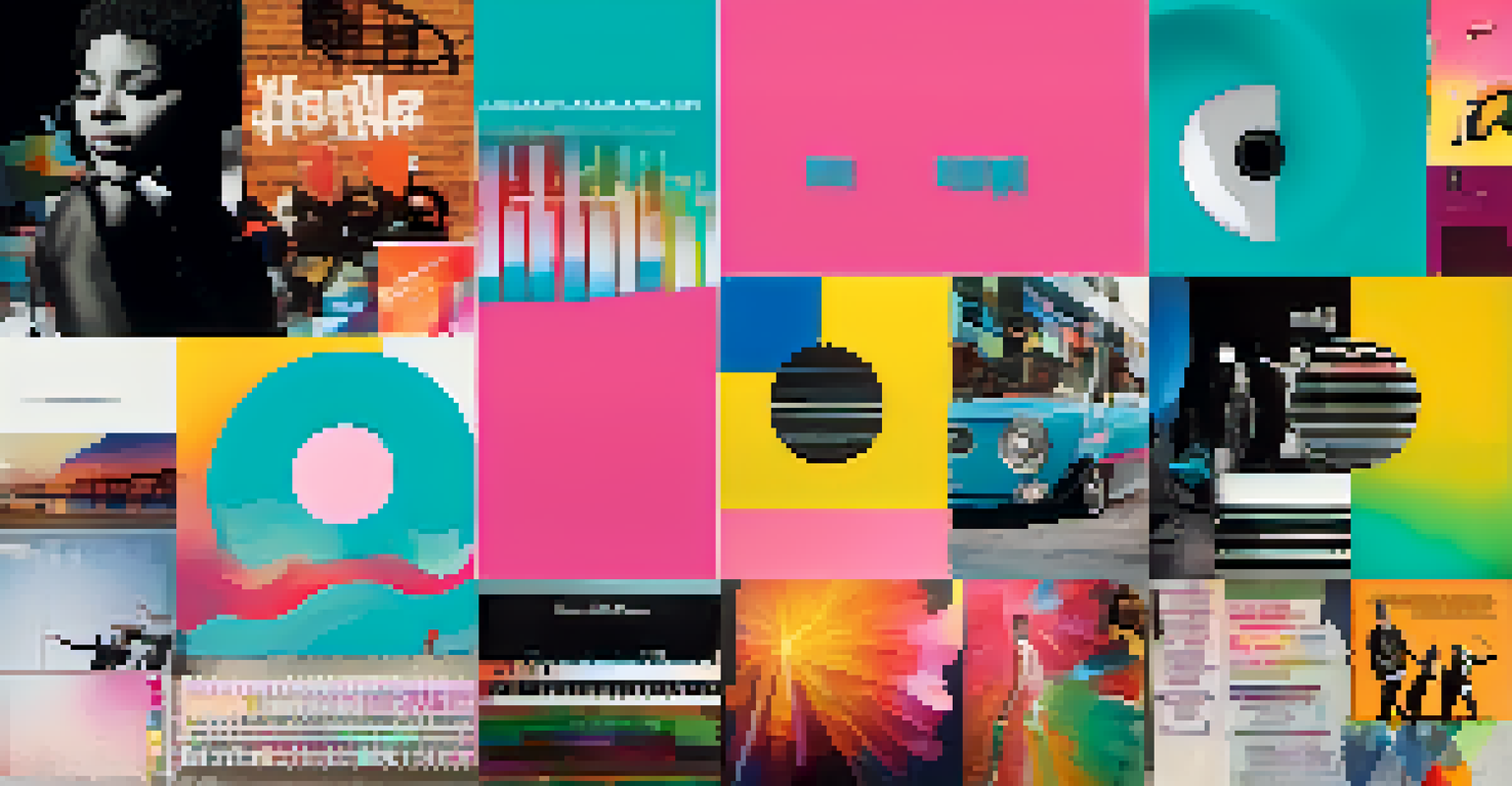 A branding mood board featuring colors, fonts, and images that reflect the energetic vibe of a pop music artist.