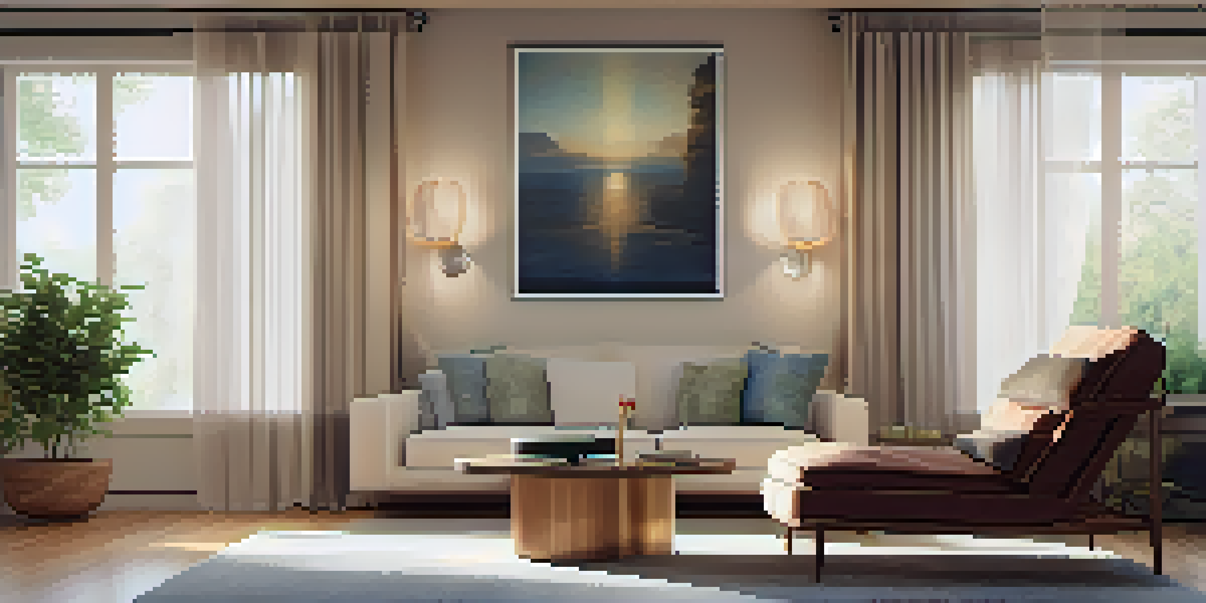 A cozy room with a comfortable chair and dim lighting, designed for relaxing music listening, featuring soft pillows and a record player.