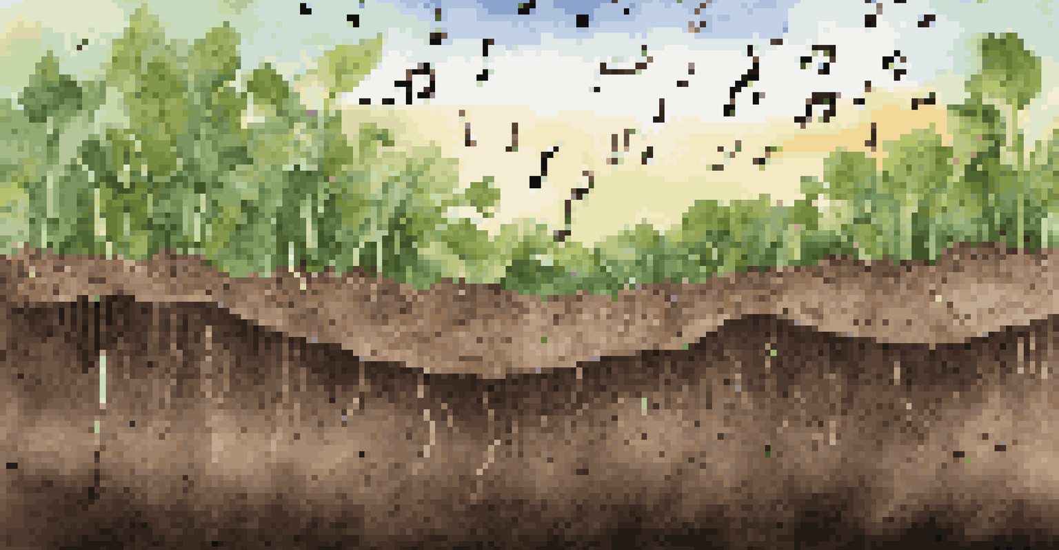 Close-up of healthy soil with microorganisms animated by sound waves, illustrating the connection between music and soil health.