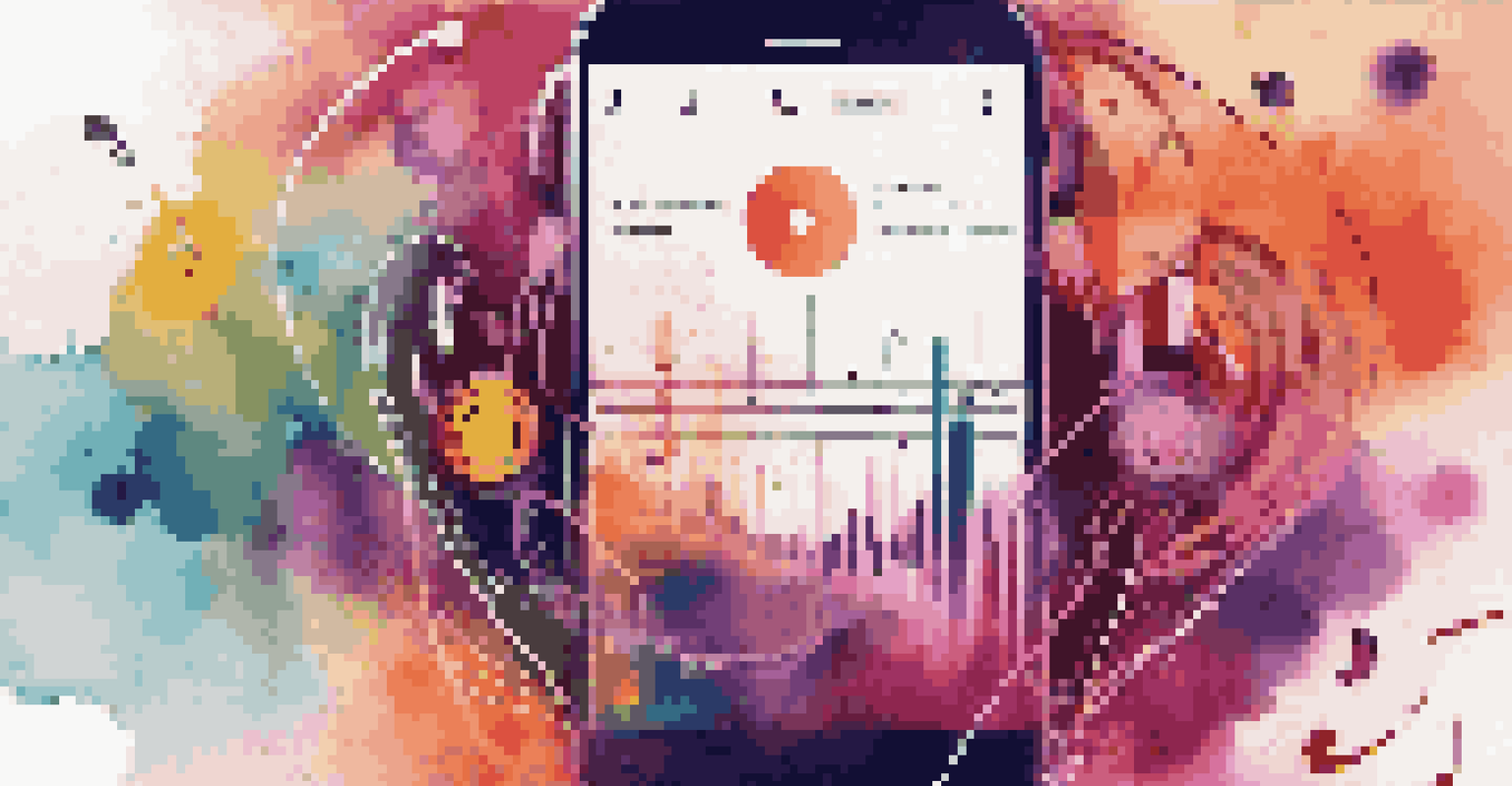 A digital music playlist displayed on a smartphone screen, surrounded by musical notes and sound waves, representing music diversity.