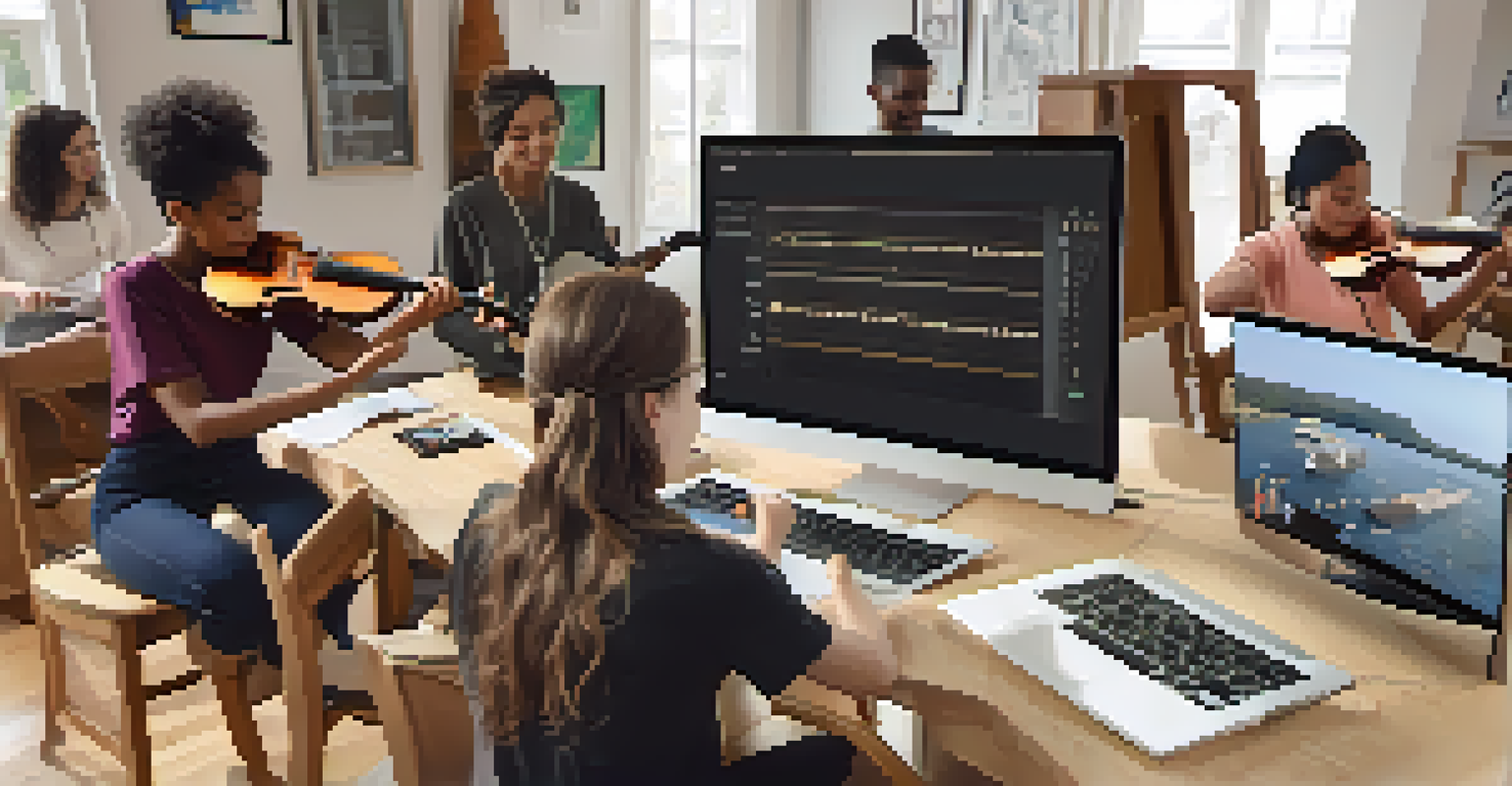 An online music class with an instructor teaching students from various locations, showcasing the flexibility of modern music education.