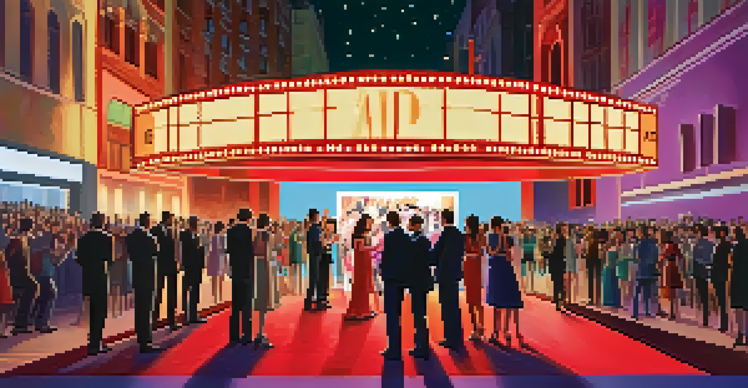 A red carpet film premiere with fans, photographers, and a large movie poster in the background.