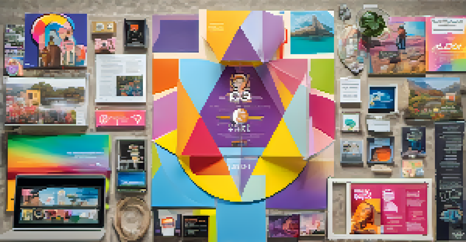 A social media post layout showcasing an award-winning artist, including their award win and merchandise in a vibrant design.