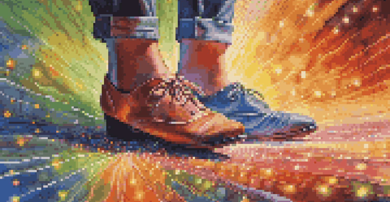 A close-up of a dancer's feet in motion on a vibrant festival dance floor.