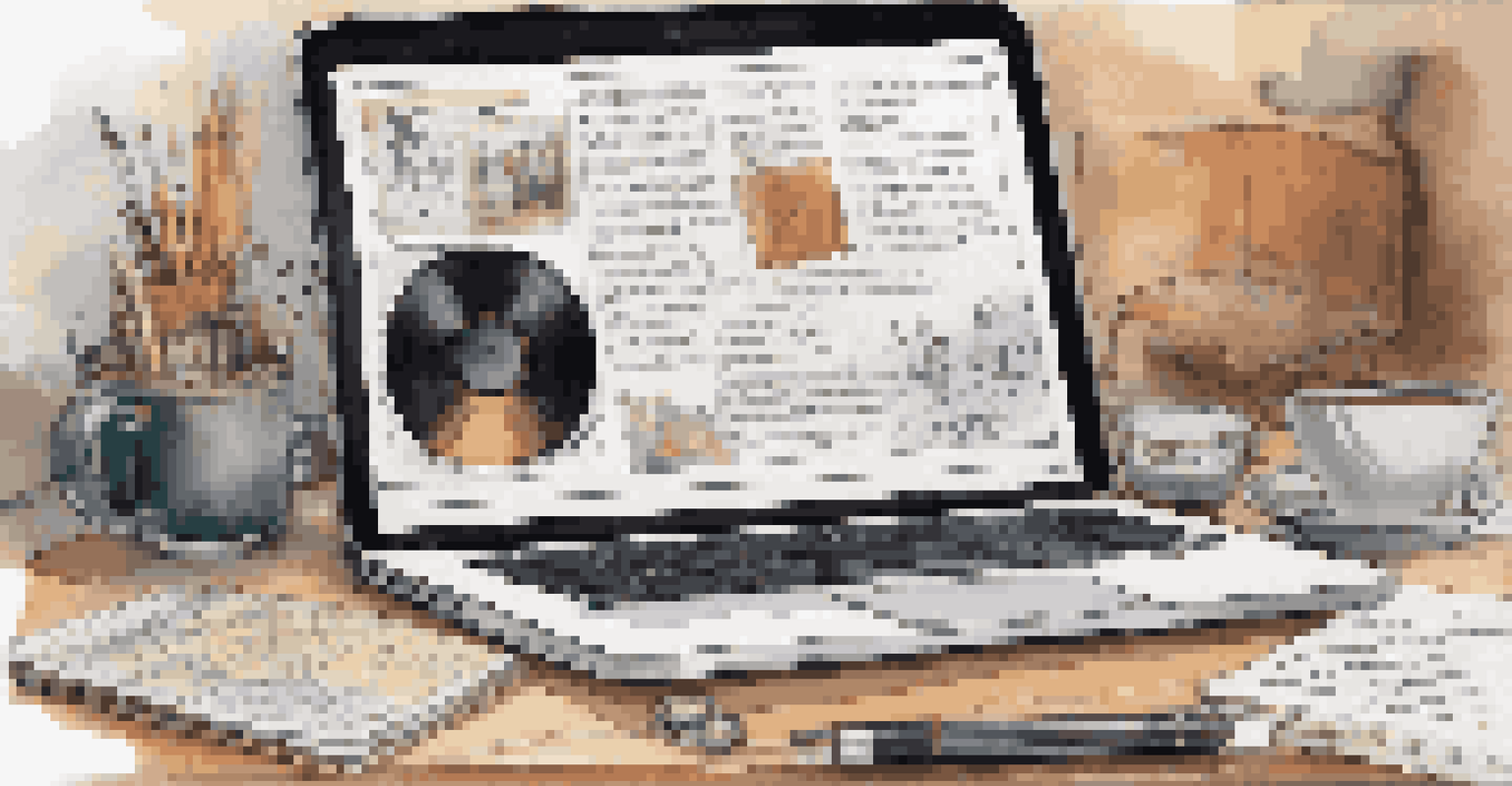 A close-up of a laptop showing a successful crowdfunding page for a music album, surrounded by creative materials.
