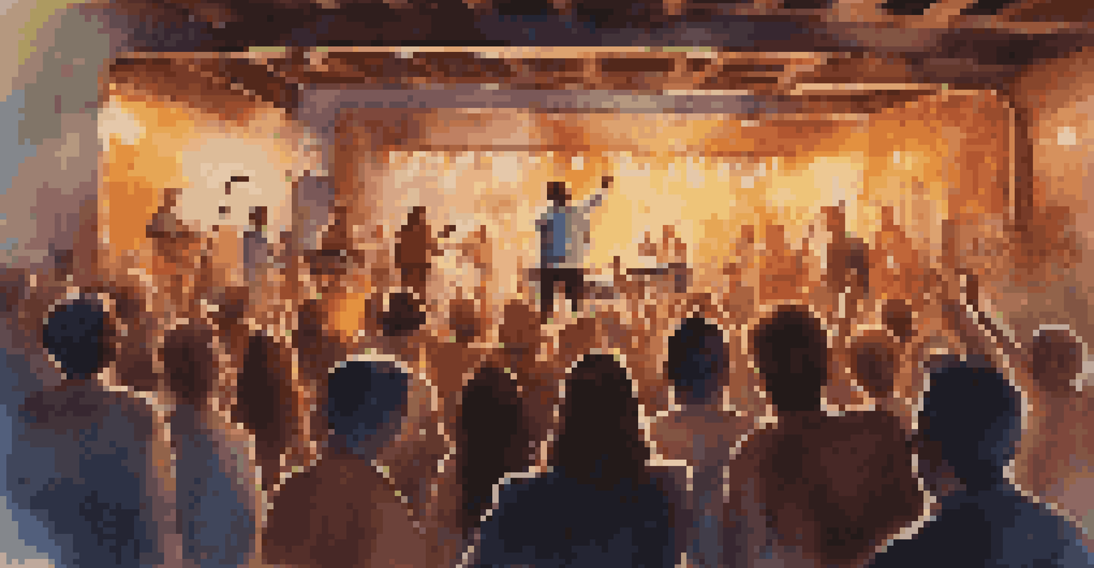 A live music performance in a cozy venue with an enthusiastic crowd and an artist on stage.