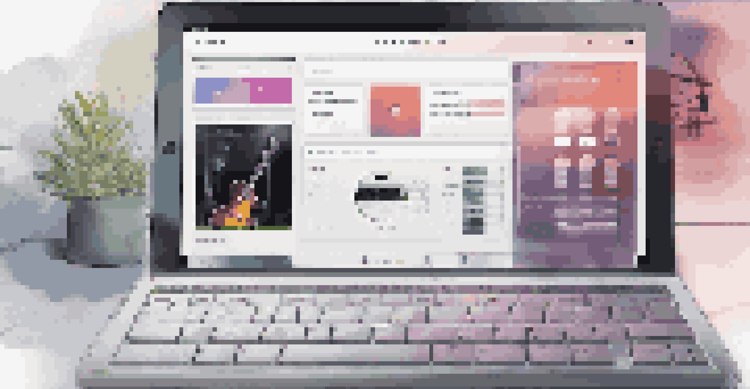 A modern tablet displaying a music licensing platform interface in a stylish workspace with ambient lighting.