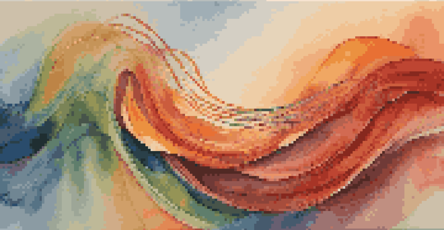 An abstract image of colorful sound waves flowing together, depicting the emotional journey of harmony in music.