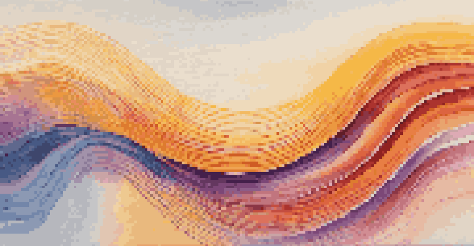 Colorful sound waves illustrated as flowing lines on a gradient background.