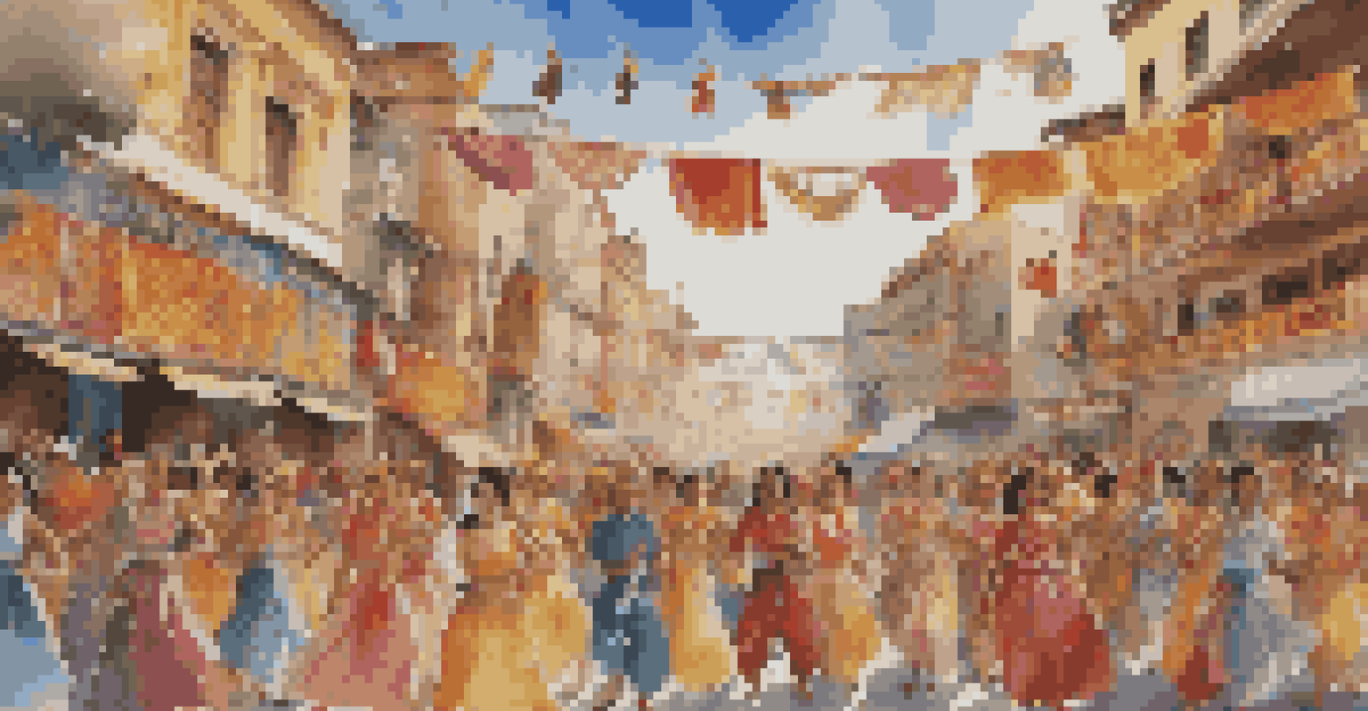 A montage of cultural festivals featuring dancers, musicians, and colorful costumes, symbolizing the global influence of music in film.
