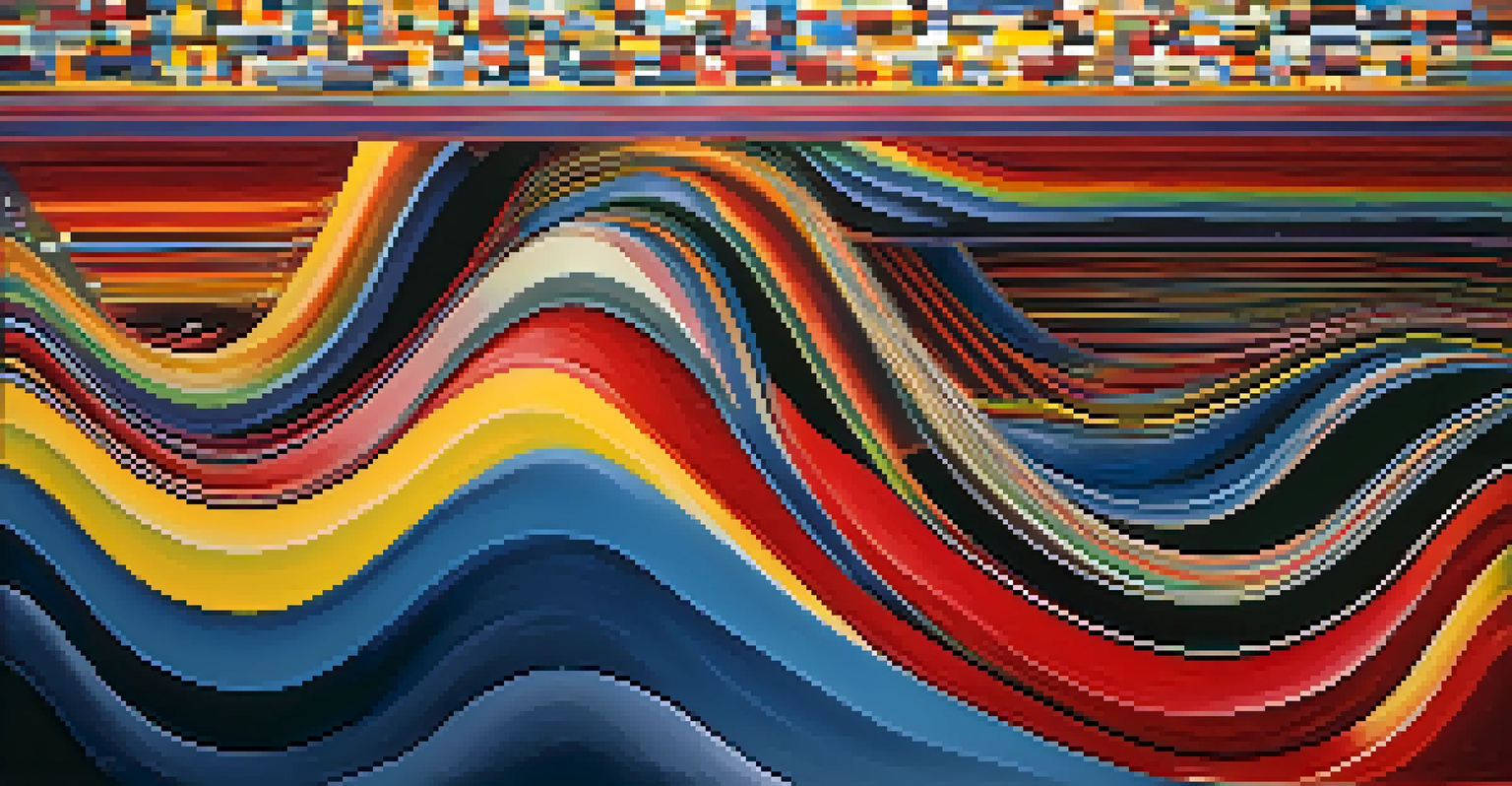 An abstract image of colorful sound waves against a dark background, with musical notes and symbols.