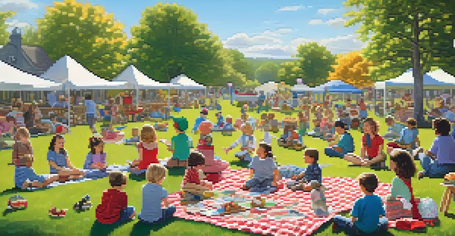 Children singing classic songs during a sunny picnic in the park.