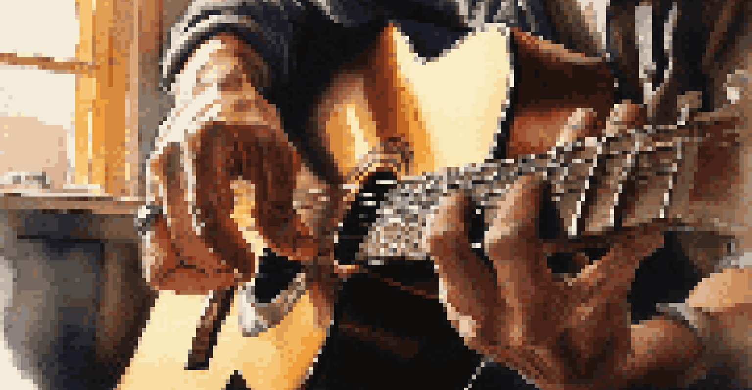 Close-up of a musician's hands playing an acoustic guitar in a cozy, warmly lit room.