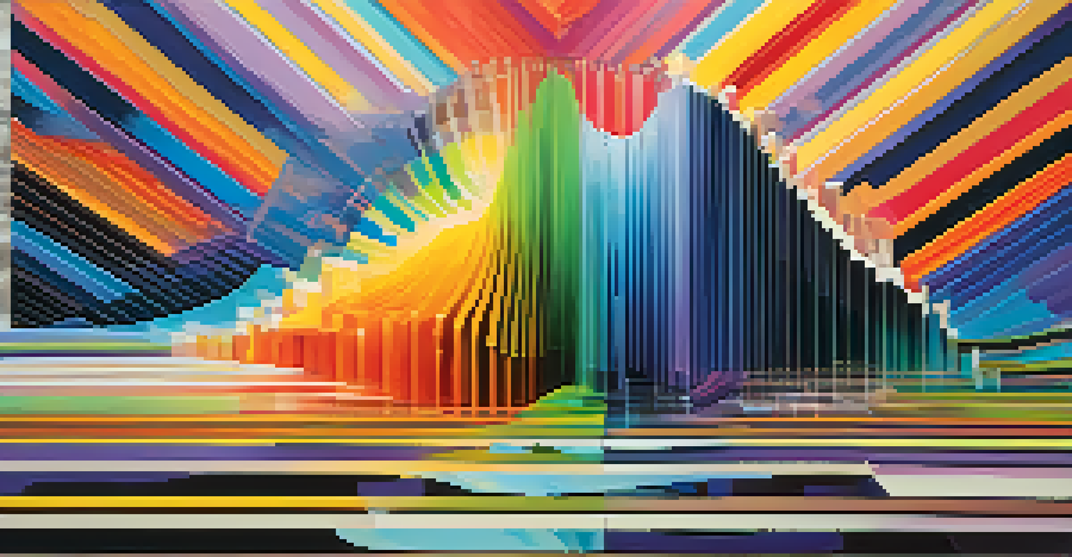 Colorful sound waves illustrated as patterns and shapes, representing the connection between music and technology against a soothing gradient background.