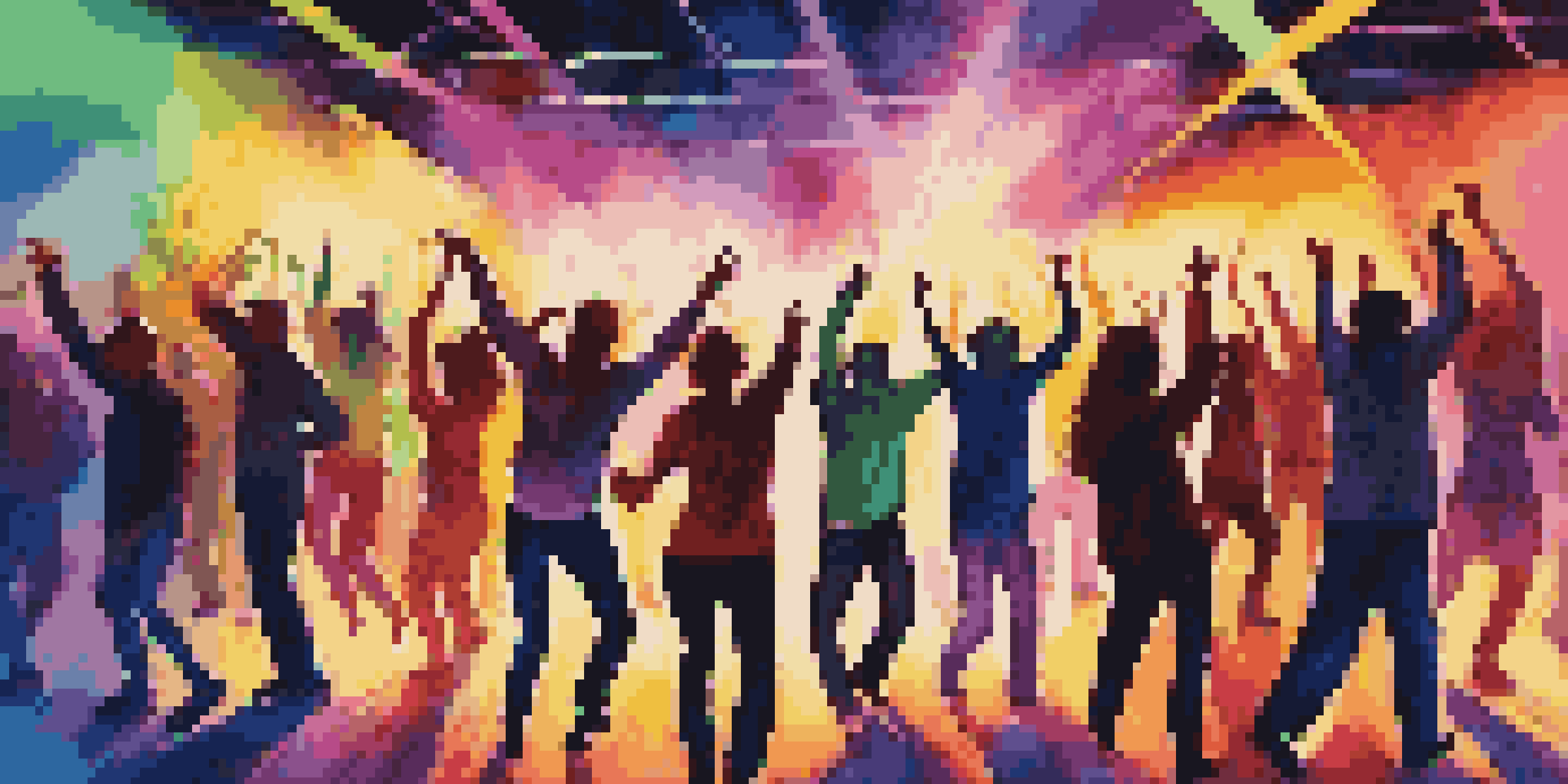 A lively dance party with people dancing under colorful lights, showcasing the energy and excitement of fast-paced music.