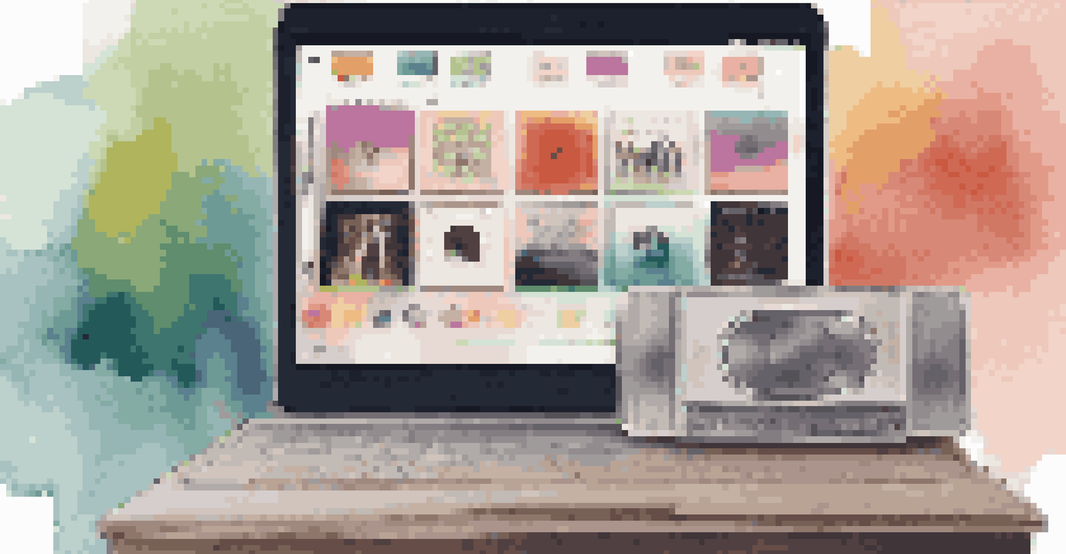 A digital device showcasing a colorful music playlist with emanating musical notes in a cozy home setting.