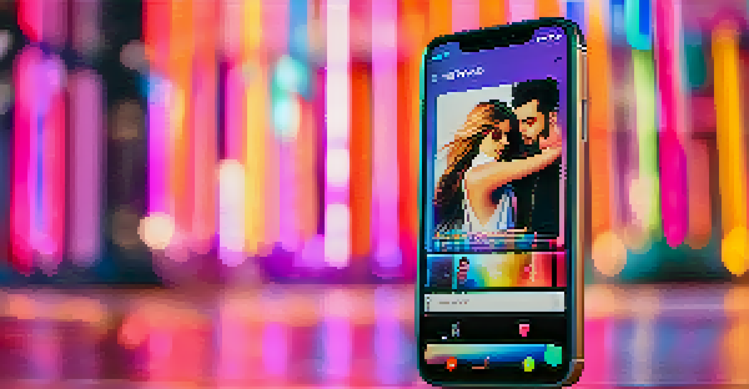 A smartphone screen showing a popular music video on social media, highlighting the colorful visuals of the video.