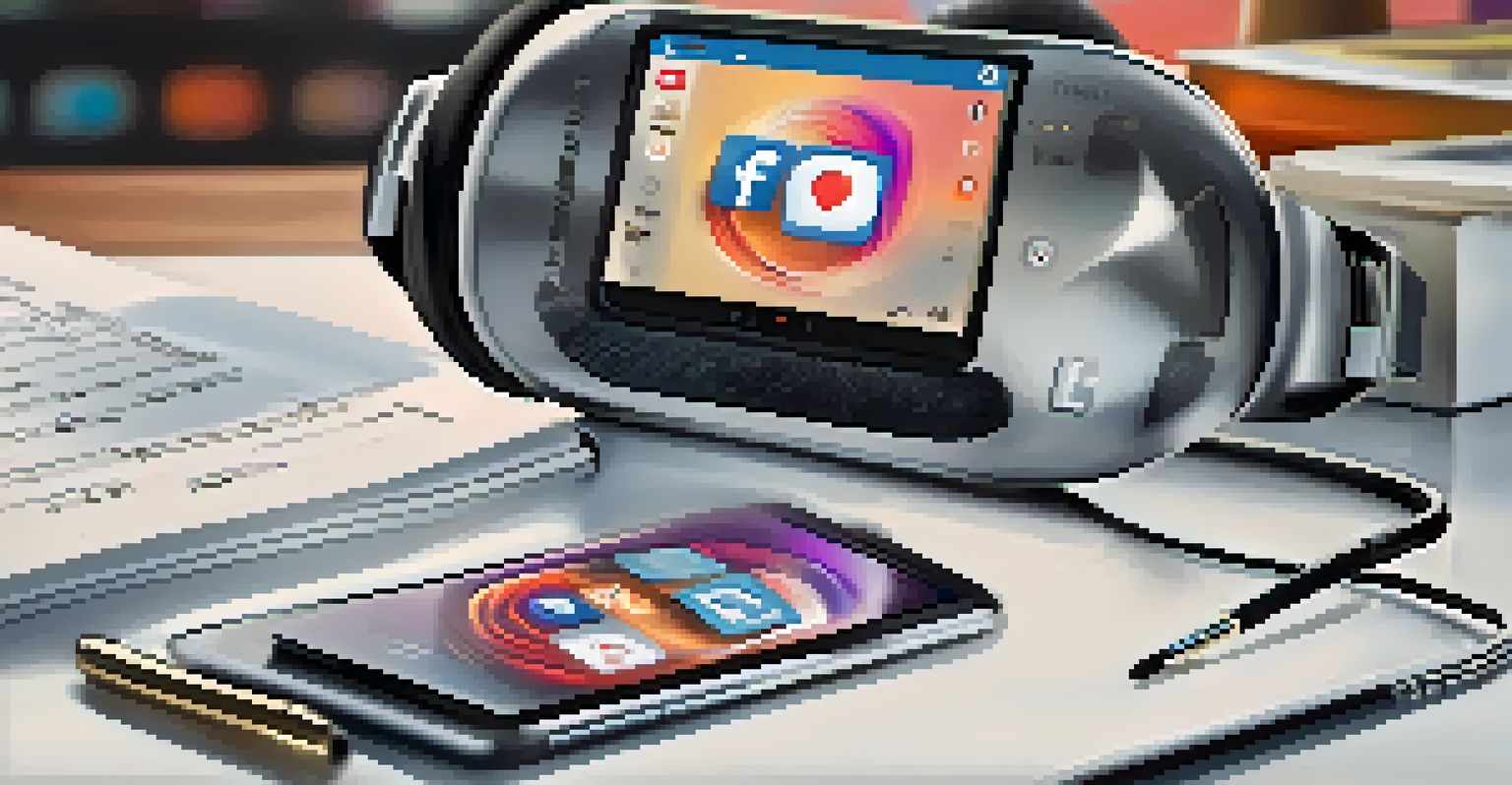A close-up of a smartphone with a viral music video on a stylish desk.