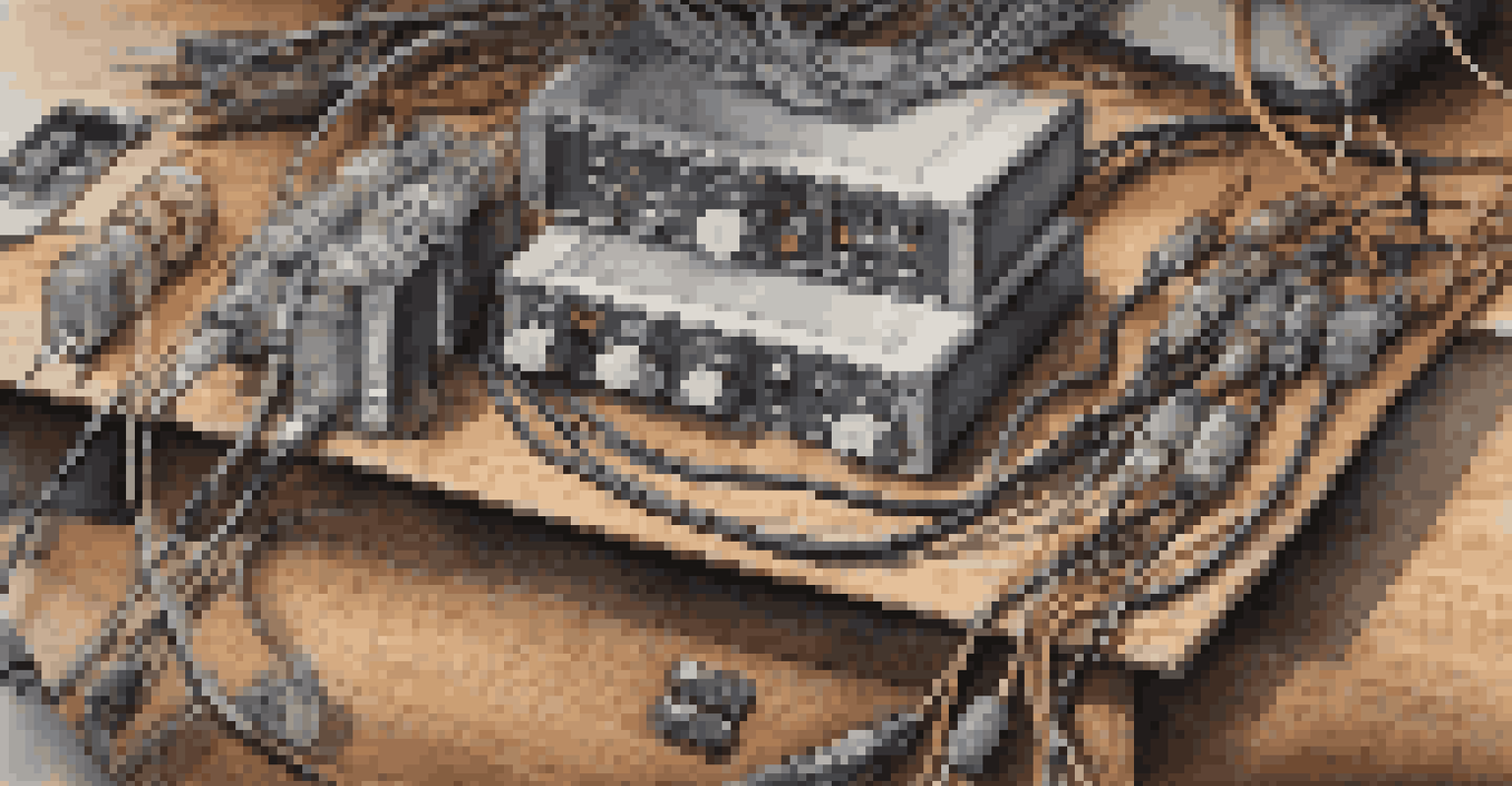 An assortment of audio cables and an audio interface arranged on a wooden table, highlighting their details.