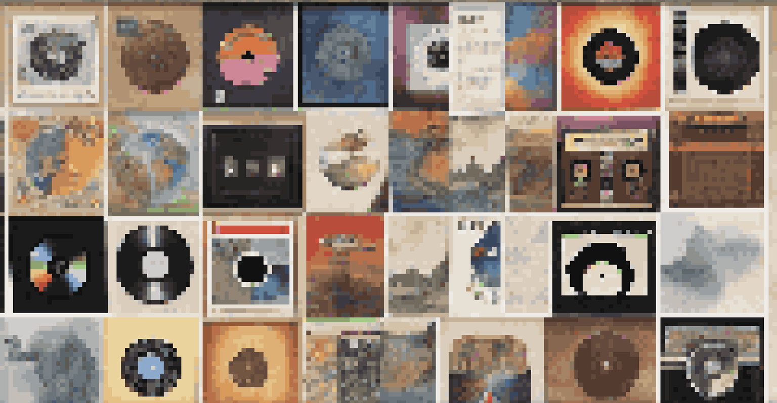 A collage of diverse album covers from different musical genres, highlighting cultural diversity with unique artwork.