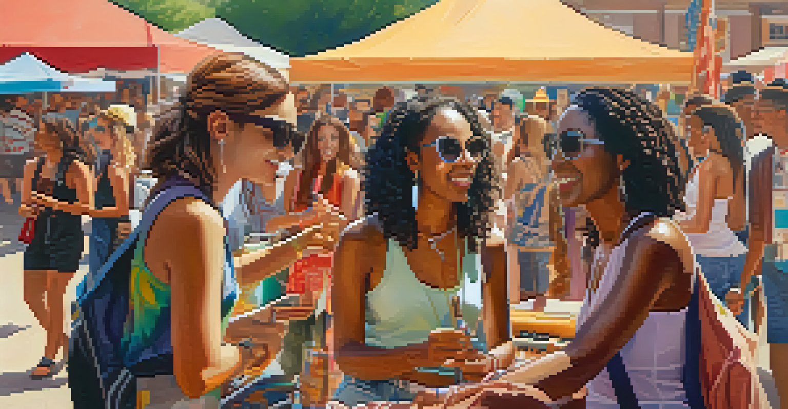 A group of women musicians networking and enjoying a music festival together.