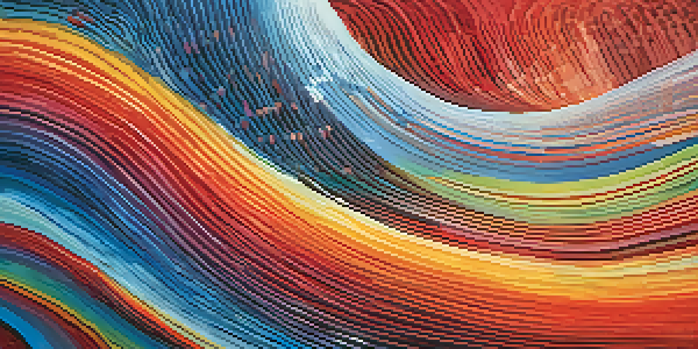 An abstract image of colorful sound waves and harmonics, with flowing patterns in a vibrant spectrum.
