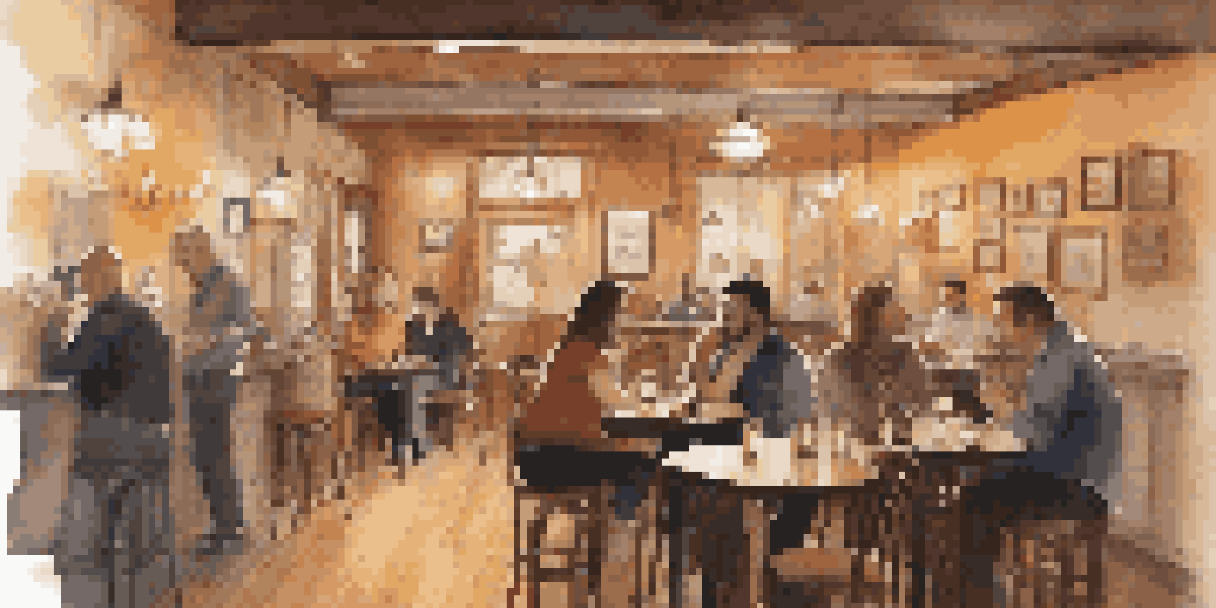 A cozy café with a live singer and patrons enjoying the music.