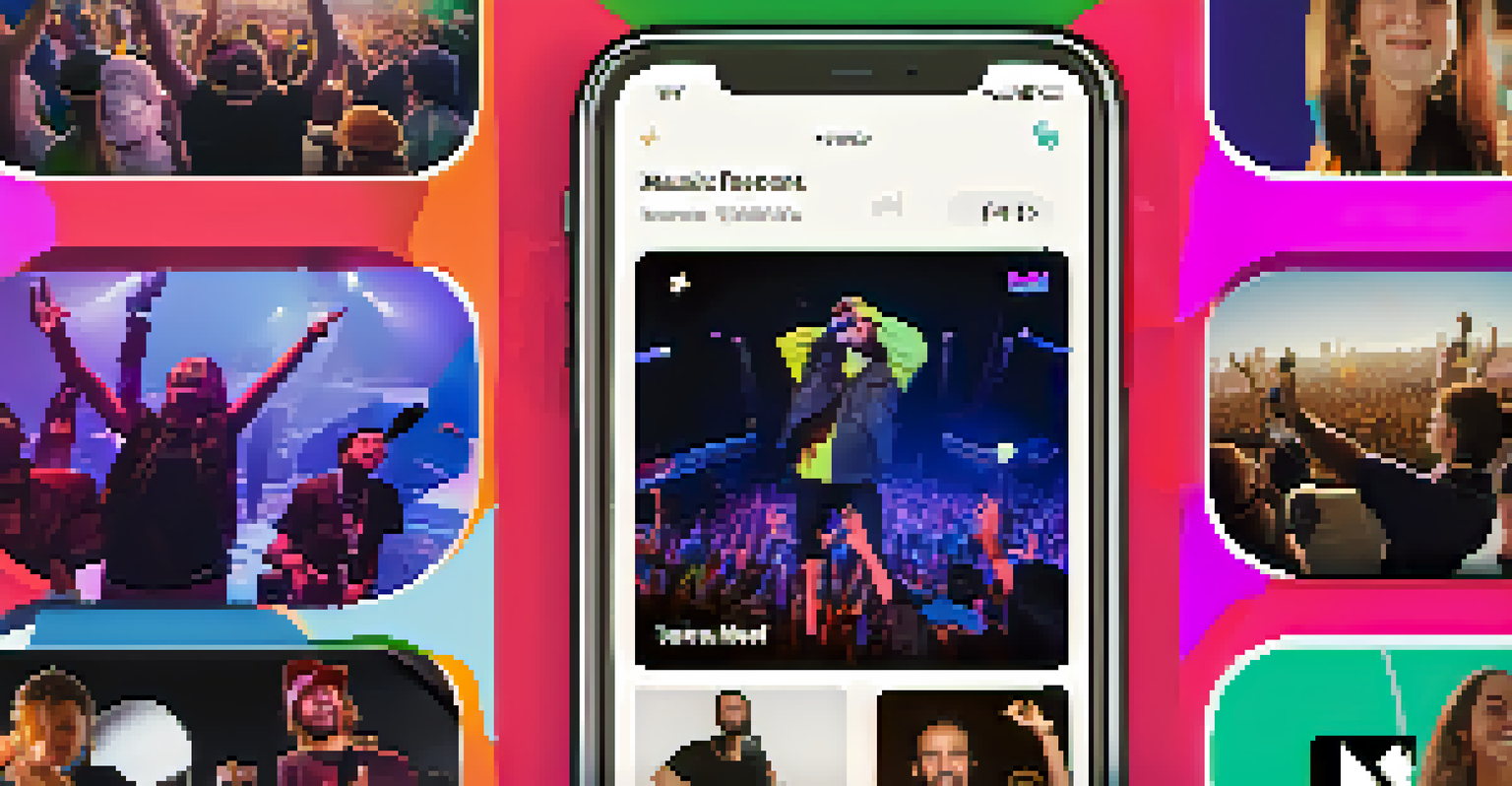 A social media collage featuring fans' concert photos and videos, illustrating community engagement.