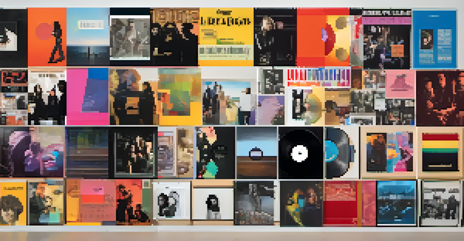 A creative collage of diverse album covers showcasing individuality in music across various genres and genders.