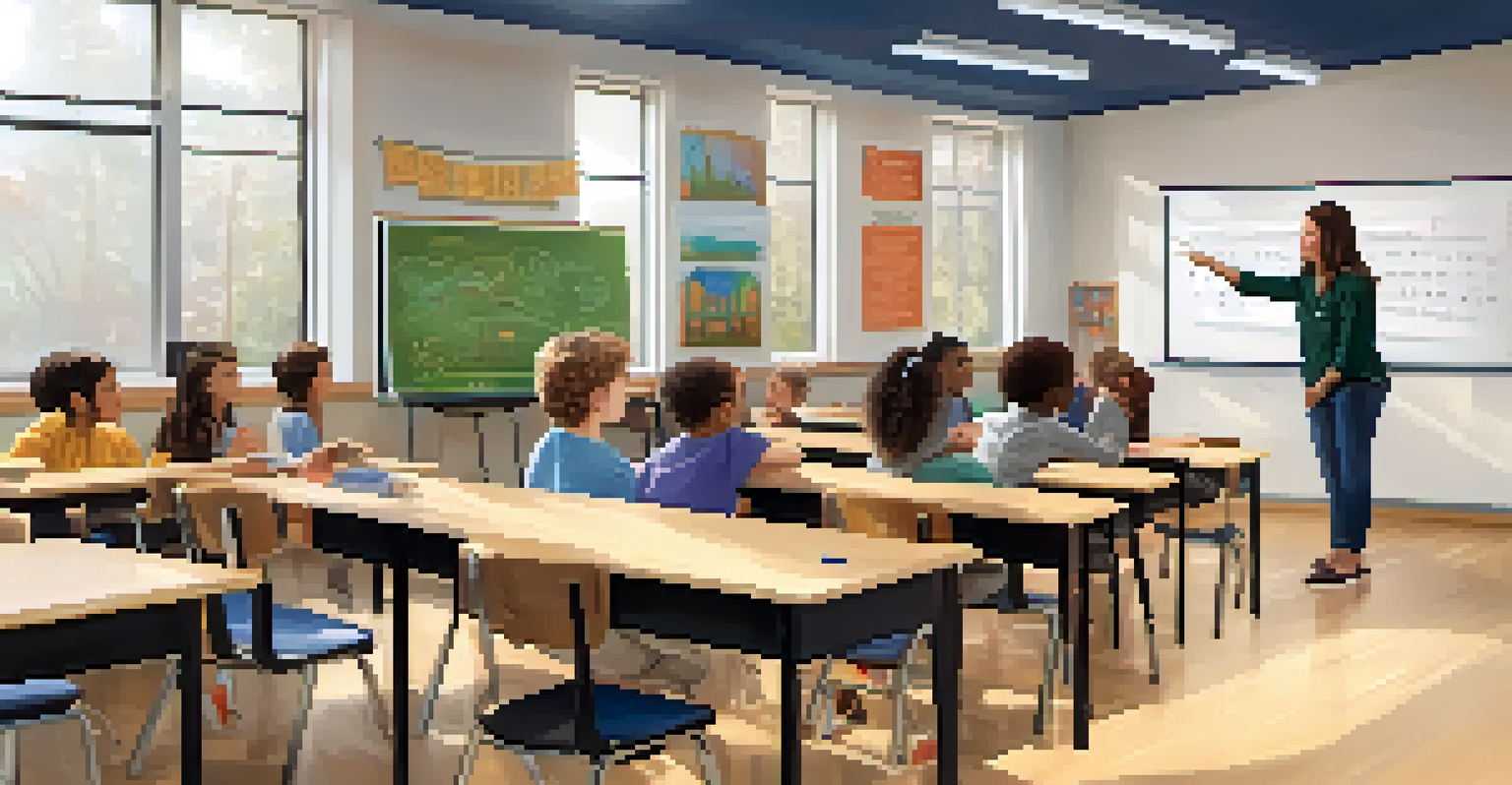 A teacher assisting neurodiverse students in a comfortable classroom setting, with flexible seating and a sensory corner, fostering collaboration and creativity.