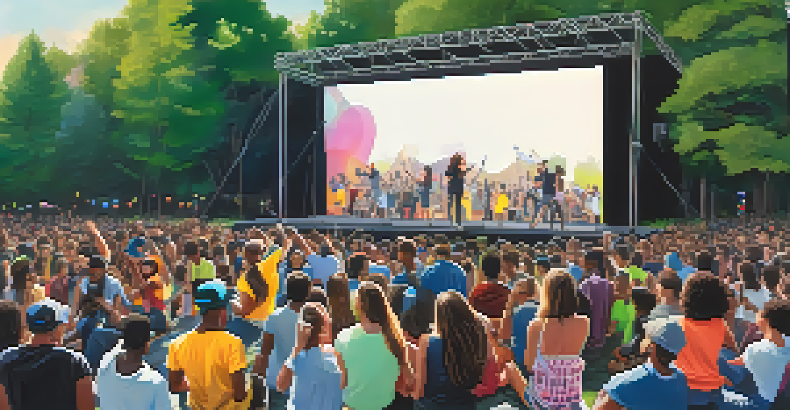 A lively outdoor gathering where young people enjoy a live rap performance, showcasing energy and community spirit.