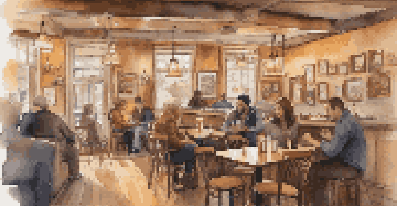 A musician playing acoustic guitar in a cozy coffee shop with patrons enjoying their drinks in a warm atmosphere.