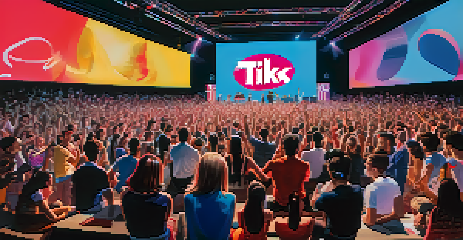 A collage of emerging artists performing live with a TikTok logo in the background, highlighting the excitement of music promotion in the TikTok era.