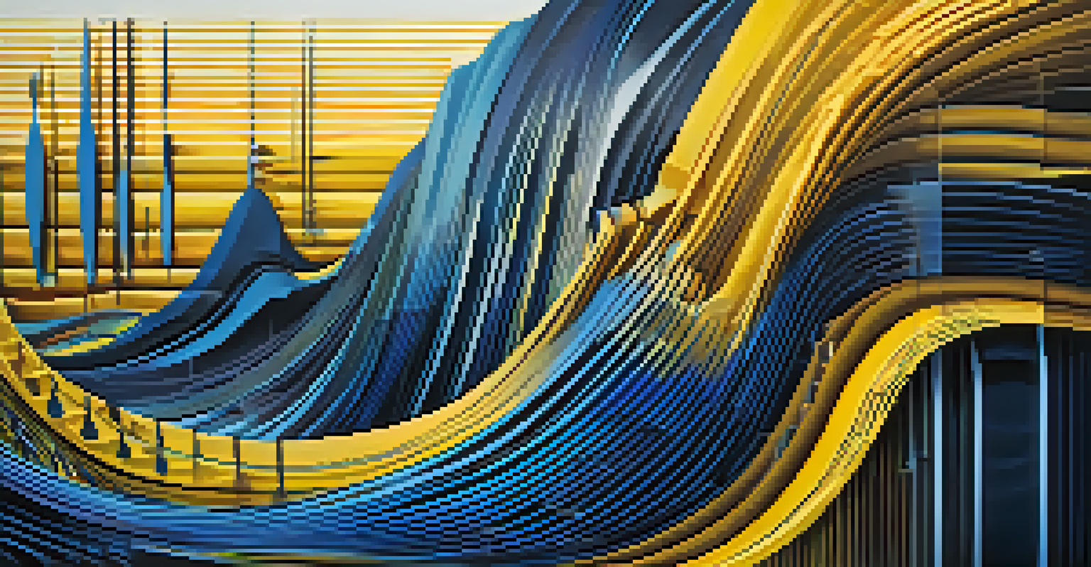 An abstract depiction of flowing sound waves in vibrant colors, representing the creativity of electronic music.