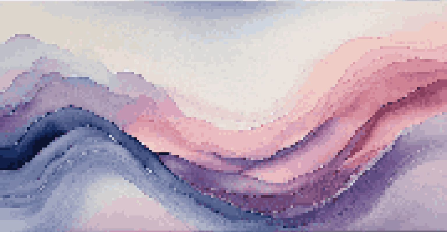 An abstract visualization of sound waves with vibrant color gradients and soft textures, representing tranquility and movement.