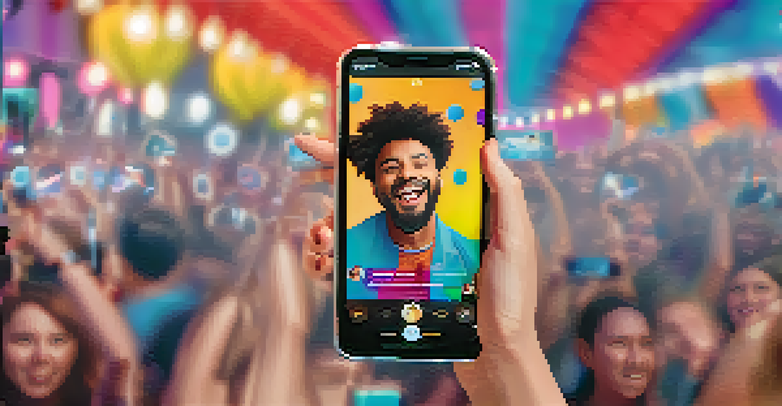 A smartphone screen showing a viral TikTok video of a musician performing, with fans in the background.