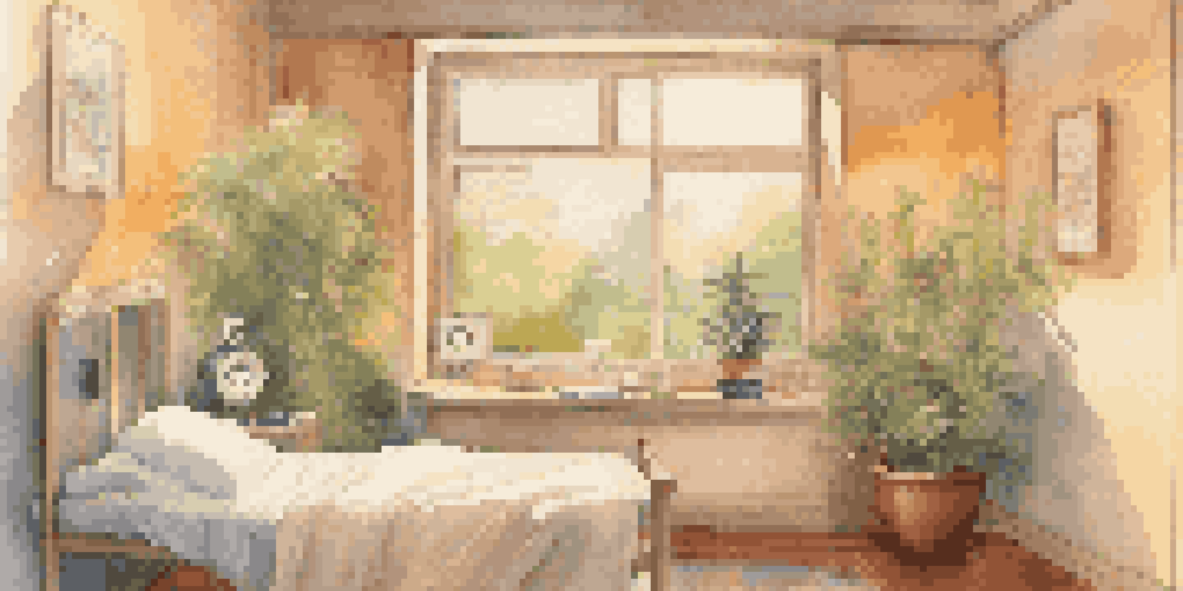A hospital room with a patient in bed listening to music through headphones, featuring warm lighting and calming artwork on the walls.