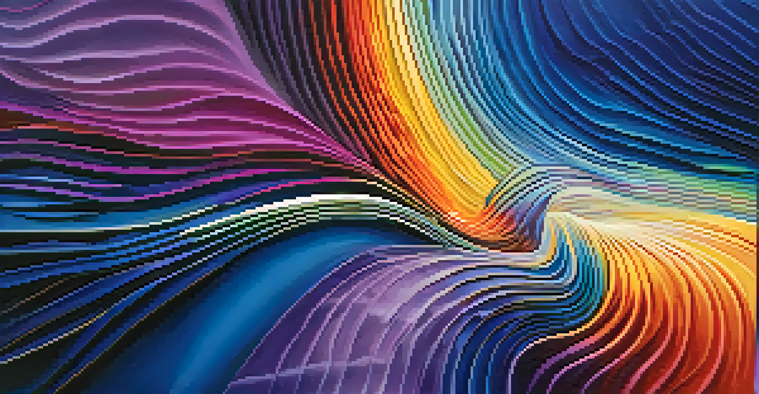 An abstract representation of colorful sound waves symbolizing musical dynamics against a gradient background.