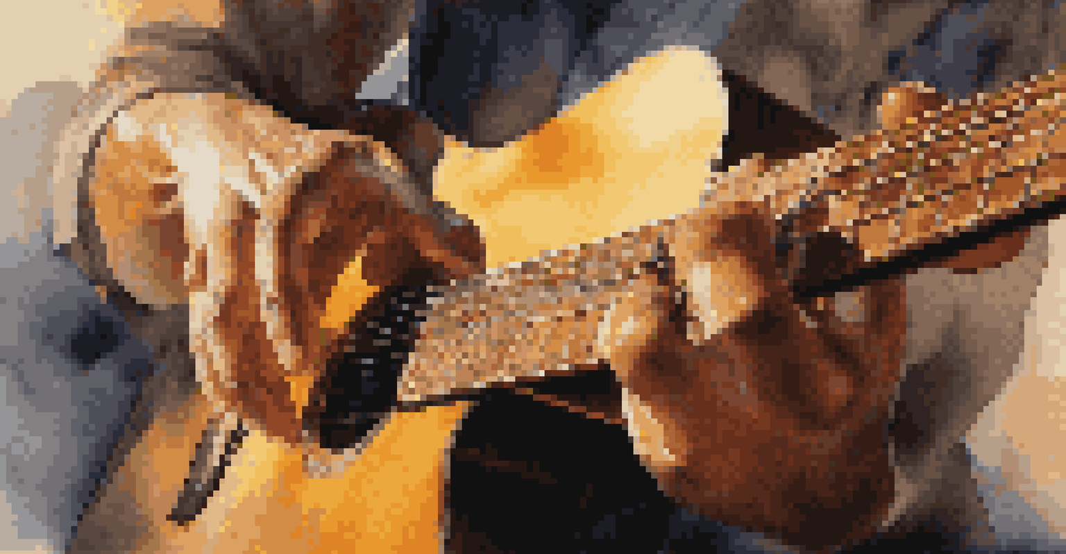 Close-up of hands strumming a guitar, with warm sunlight and blurred figures of musicians in the background, highlighting a sense of community.