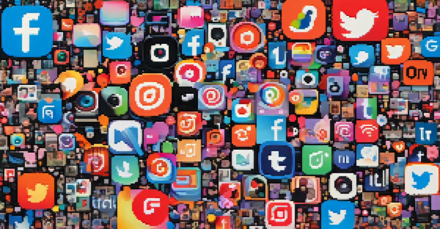 A vibrant collage of social media platforms showcasing engaging music content, with icons and snippets representing music and community interaction.