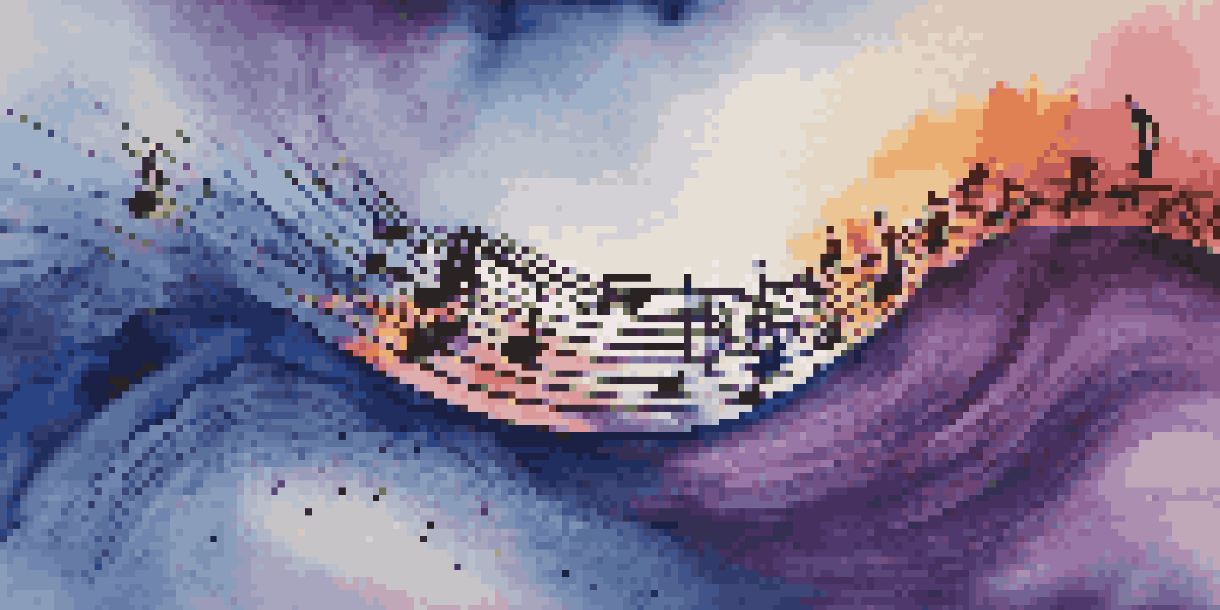 An abstract image showing colorful sound waves radiating from a musical instrument.