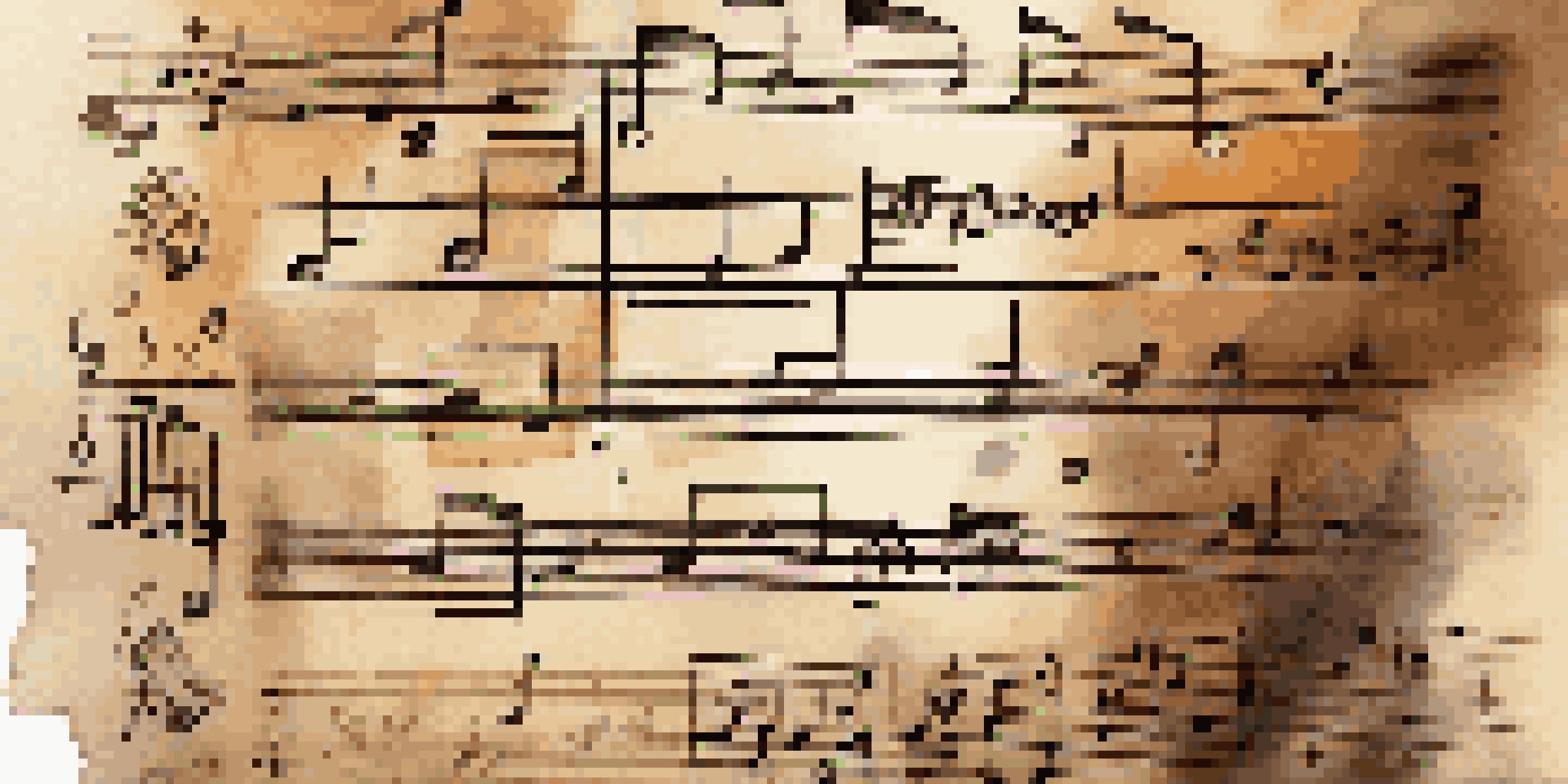 A close-up view of a percussion music sheet on a wooden stand, showcasing various musical symbols and notes.