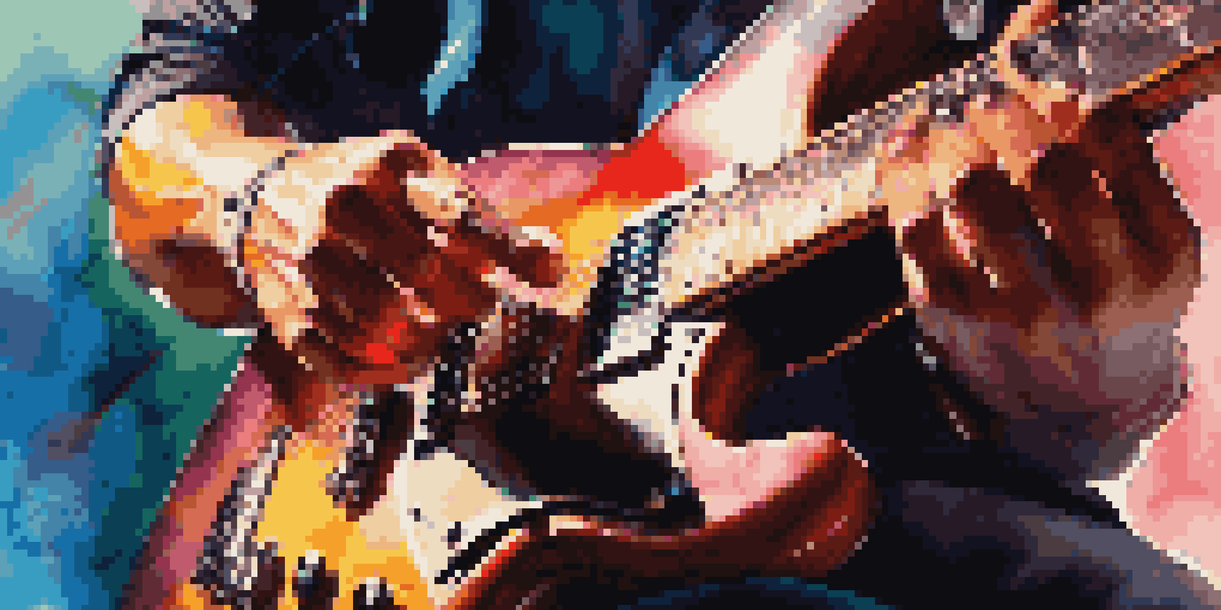 A musician's hands playing a guitar under colorful stage lights, with a blurred background.