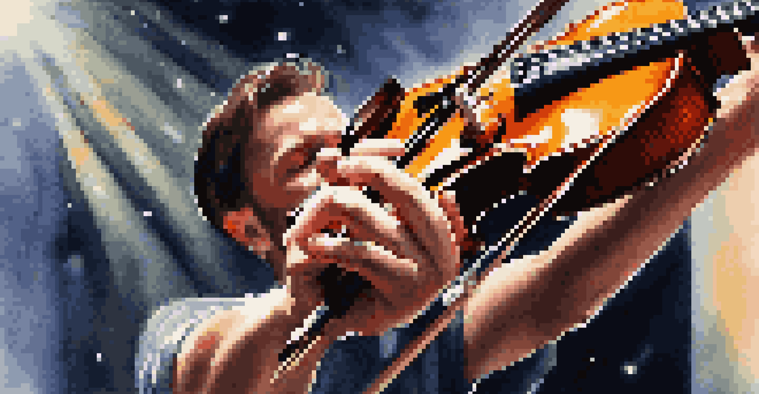 A close-up of a violinist's hands playing passionately on stage, illuminated by bright lights, showcasing the musician's expression and the violin's details.
