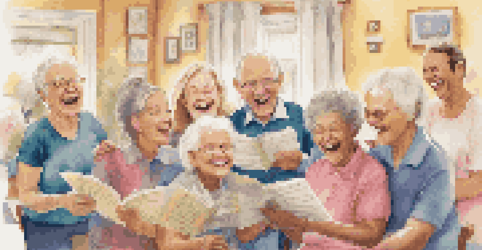 A family sing-along session in a nursing home, highlighting the joy and connection between residents and their families.