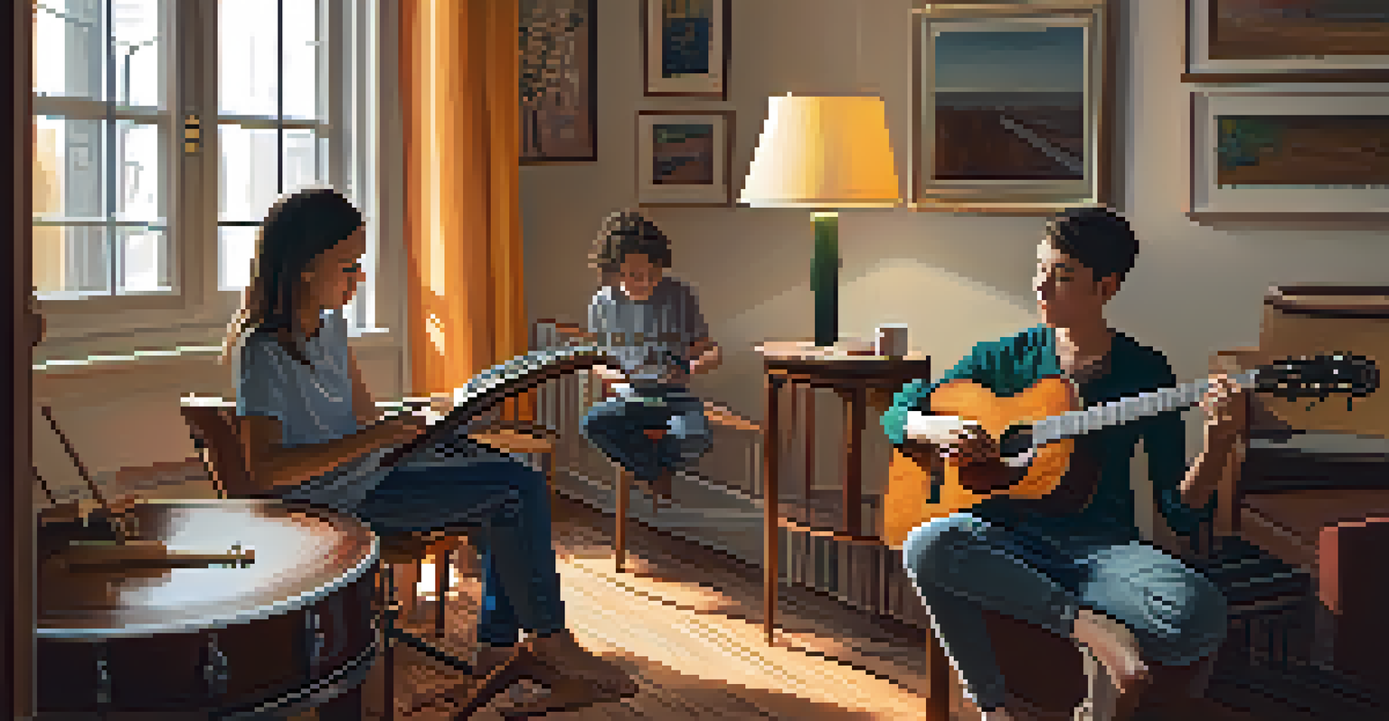 A therapist and a young person engaged in a music therapy session, promoting emotional expression.