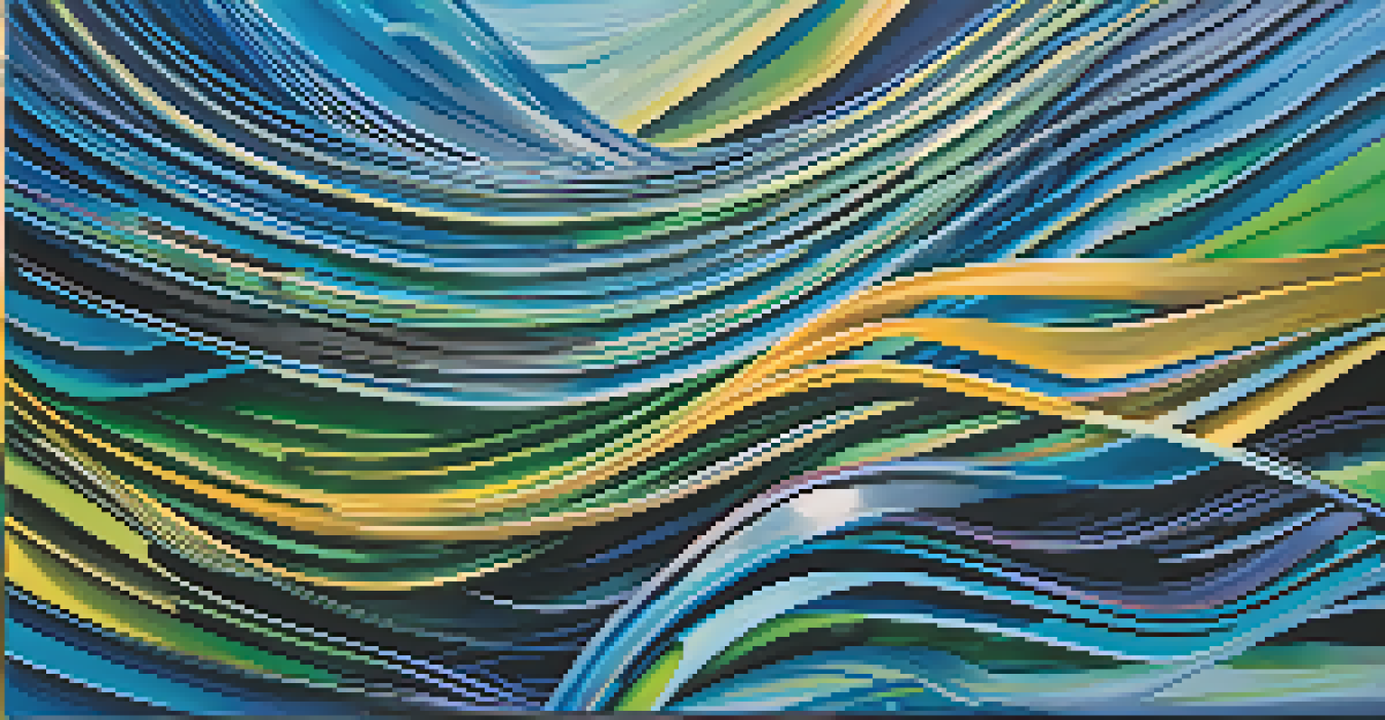 An abstract image showing intertwining melodic lines in vibrant colors.