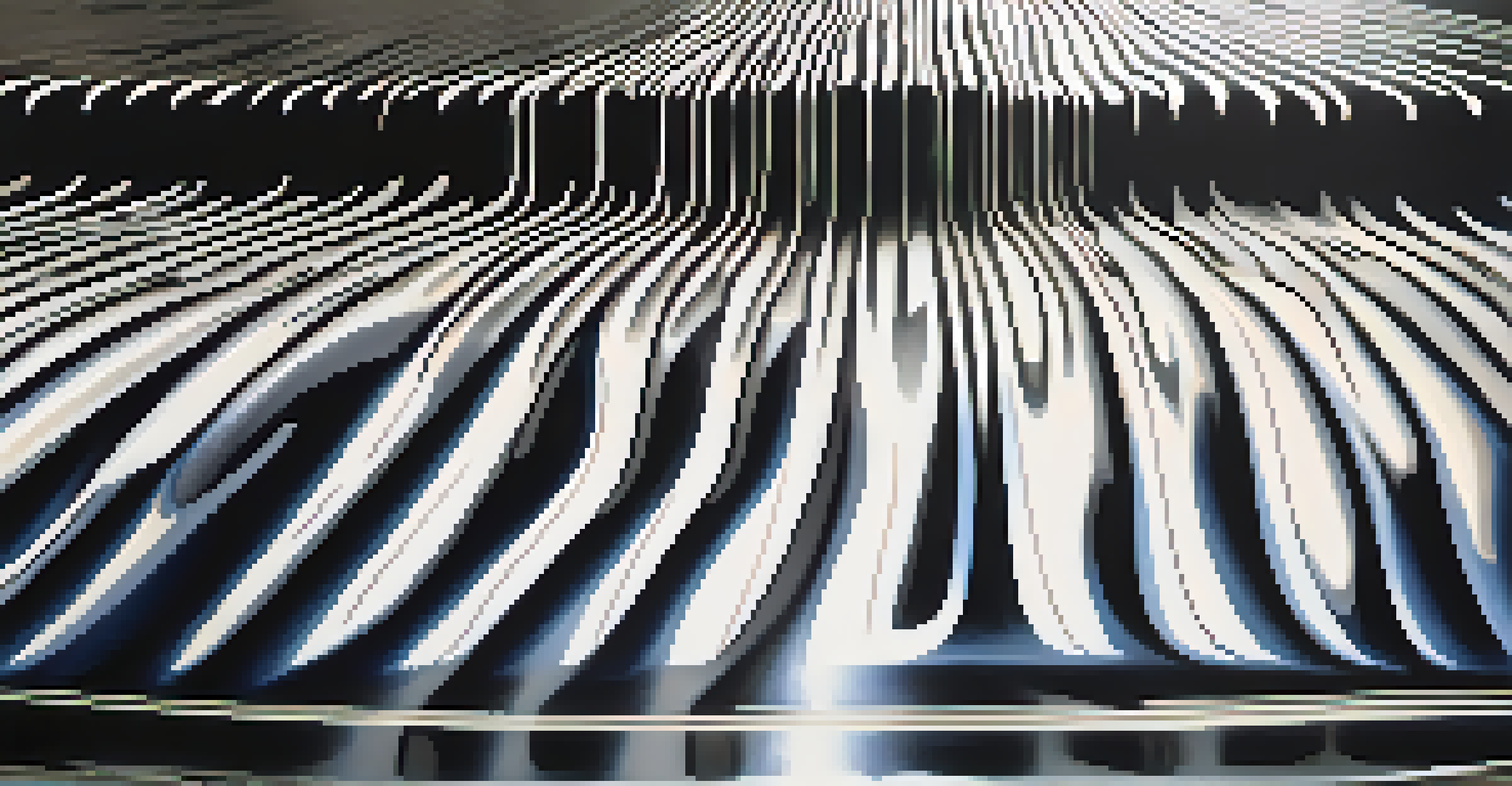 A close-up of sound waves traveling through a metal table, showing visible vibrations and surface textures.